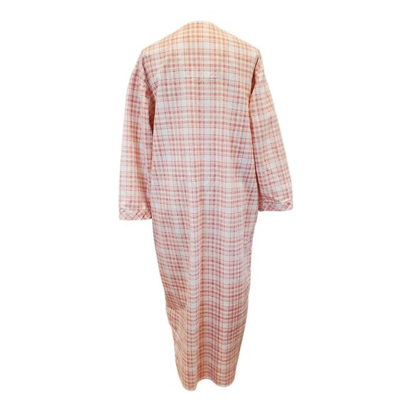 CUDDLEDOWN SZ M Vintage Women's Plaid 100% Cotton Soft Flannel Nightgown Pink - Picture 5 of 7